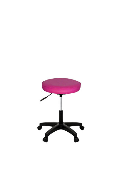 Türksit Amortisörlü Tabure Deri Plastik Ayak Pembe