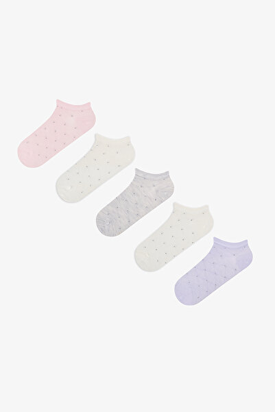 Penti 5 Pairs of Cotton Small Polka Dot Patterned Booties Socks