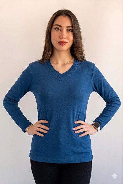 QYA Clothing Tricou de bază cu mânecă lungă, bumbac 100%, croială largă