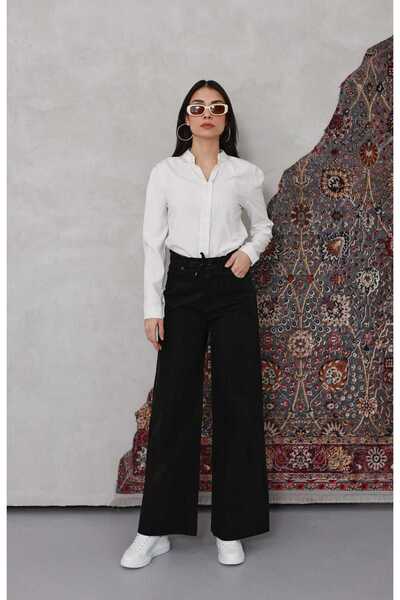 Neways 1123-Široke pantalone sa vezicama, crne