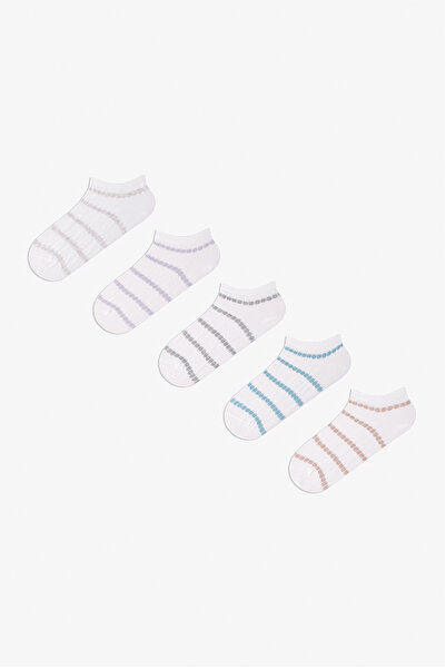 Penti 5 Pairs of Nose Stitch-Free Cotton Colorful Self-Patterned Booties Socks