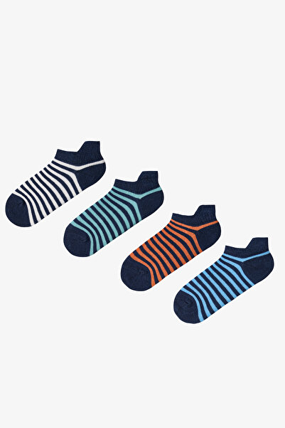 Penti Blue Boy's Royal Stripes 4-Piece Tab Booties Socks