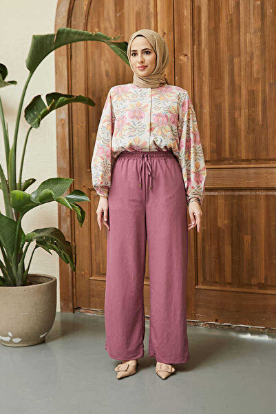 Neways 1105-Ancelina Lastikli Pantolon Lila