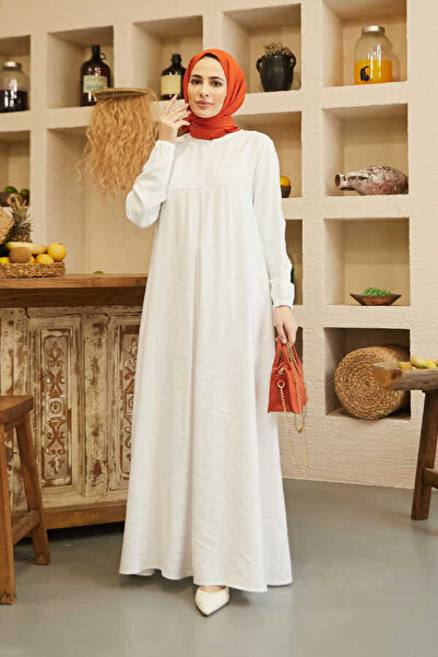 Neways 6482-Front A Pleated Dress White