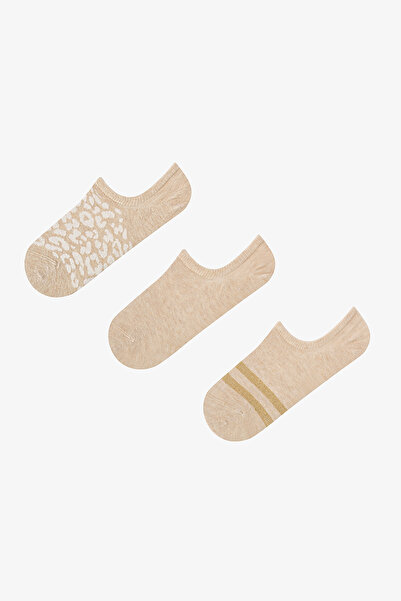 Penti 3 Çift Burun Dikişsiz Pamuklu Renkli Leopar Desenli Sneaker Çorap