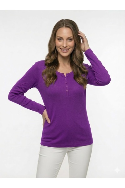 QYA Clothing ΒΑΣΙΚΟ ΜΑΚΡΥΜΑΝΙΚΟ ΜΑΚΡΥΜΑΝΙΚΟ ΜΠΛΟΥΖΑ 100% ΒΑΜΒΑΚΙ