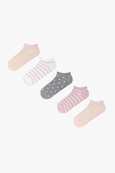 Penti 5 Pairs of Cotton Striped Booties Socks