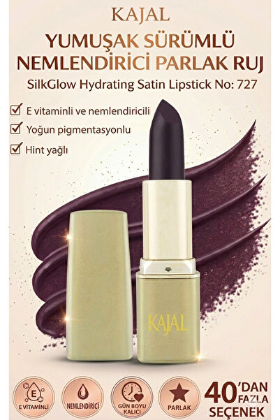 KAJAL Yumuşak Sürümlü Nemlendirici Parlak Ruj – SilkGlow Hydrating Satin Lips...