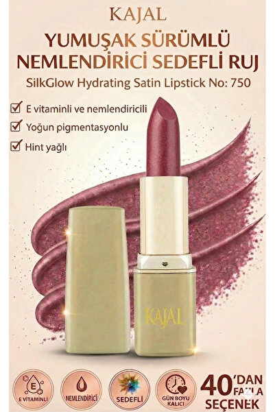 KAJAL Yumuşak Sürümlü Nemlendirici Sedefli Ruj – SilkGlow Hydrating Satin Lip...