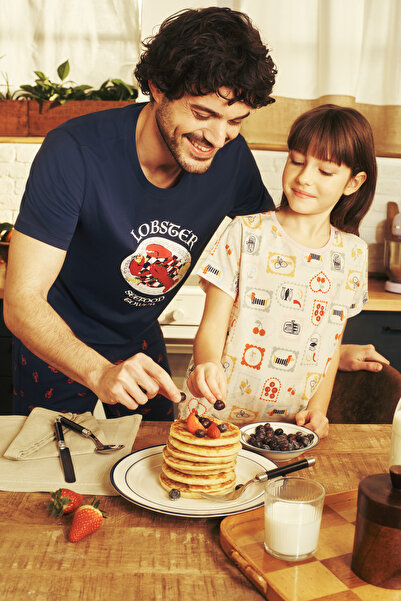 Penti Set de pijamale pentru fete, albastru deschis, French Meal, bumbac pies...