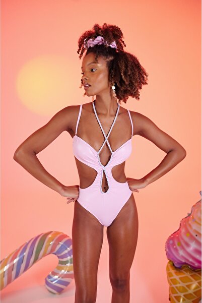 HOLLY LOLLY Özel Yapım Parlak Kumaşlı Premium Chica Mayo Pembe