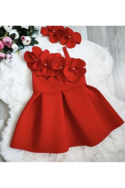 ENES STORY Kız Çocuk Beyaz Çiçekli Elbise Baloonn kids