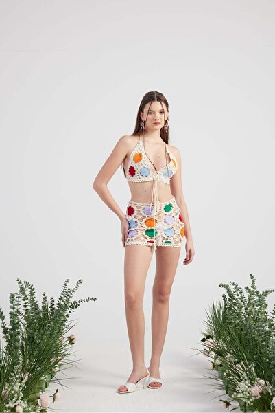 HOLLY LOLLY Viazaná Joia Pletená súprava Pareo Béžová