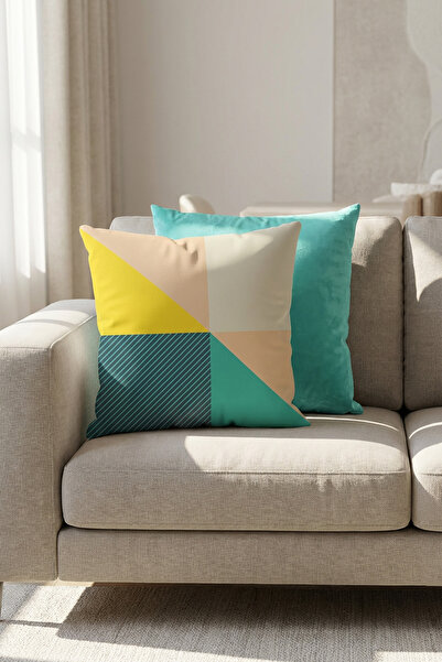 ASDİVA Σετ 2 θήκες για μαξιλάρια διακοσμητικά Sunny - Πολύχρωμο γεωμετρικό σχ...