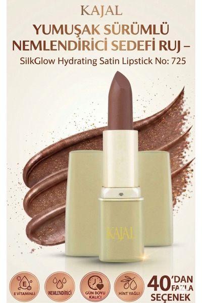 KAJAL Yumuşak Sürümlü Nemlendirici Sedefli Ruj – SilkGlow Hydrating Satin Lip...
