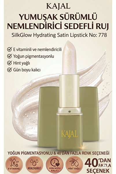 KAJAL Yumuşak Sürümlü Nemlendirici Sedefli Ruj – SilkGlow Hydrating Satin Lip...