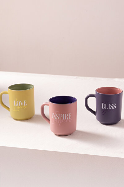 Rakle Mottolu Glass Set of 3 250 Cc Mugs