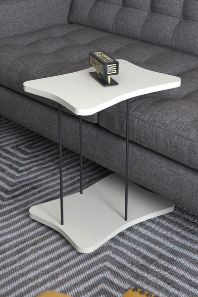 GOLDFALEZ Yan Sehpa Tekerlekli Servis Sehpası Hnd Krem