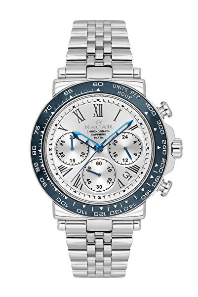 Nacar Sapphire Glass Sports Silver Men's Wristwatch Nc34-29B843-Aslm