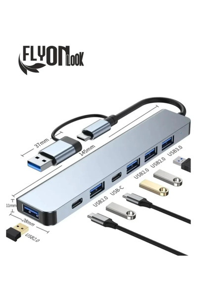 FLYONLOOK 7 in 1  Usb/type-c Telefon  IPAD-PC ve Televizyonlar  Şarj ,Mause  ...