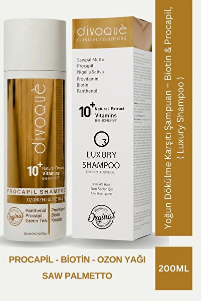 DIVOQUE Yoğun Dökülme Karşıtı Şampuan – (Biotin + Procapil + Ozon Yağı +...) ...
