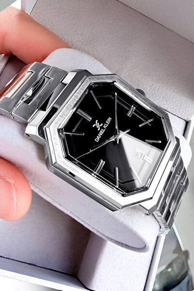 Daniel Klein ساعة يد رجالية أصلية مربعة الشكل 3 أتم مقاوم للماء سوار فولاذي ف...