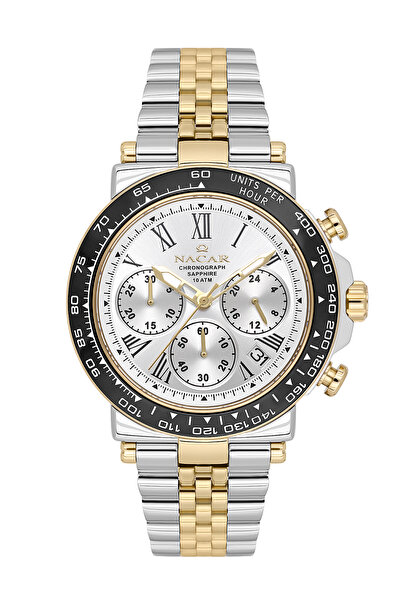 Nacar Sapphire Glass Sports Silver - Gold Men's Watch Nc34-29B843-Csbm