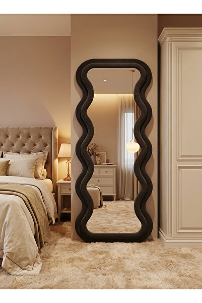 M SMART مرآة كبيرة بتصميم أنيق 160 × 60 سم - مرآة كاملة الطول بإطار مخملي أسود