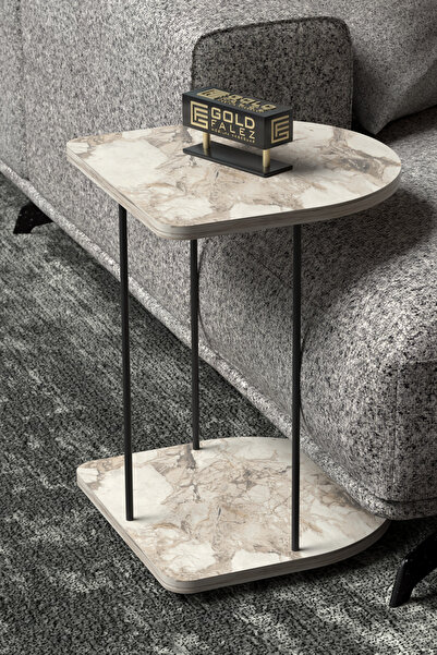 GOLDFALEZ Wheeled Side Table HND Collection | Oval Serving Cart in Efes Finis...