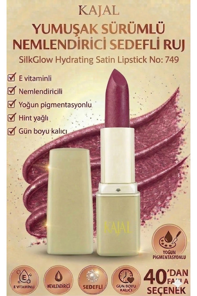 KAJAL Yumuşak Sürümlü Nemlendirici Sedefli Ruj – SilkGlow Hydrating Satin Lip...