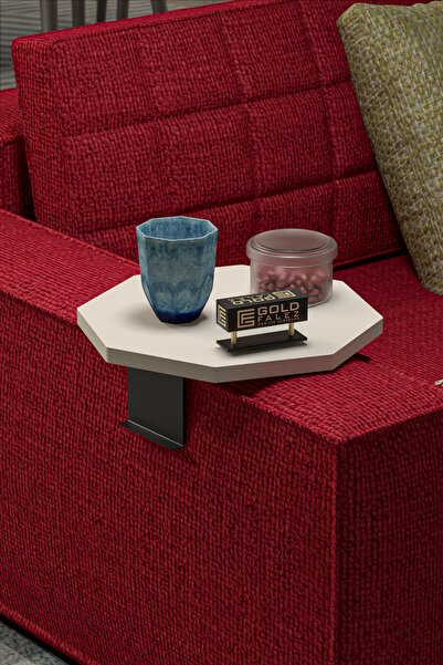 GOLDFALEZ Yan Sehpa Ayarlanabilir Tepsi Dekoratif Modern Tepsi Sekizgen Efes