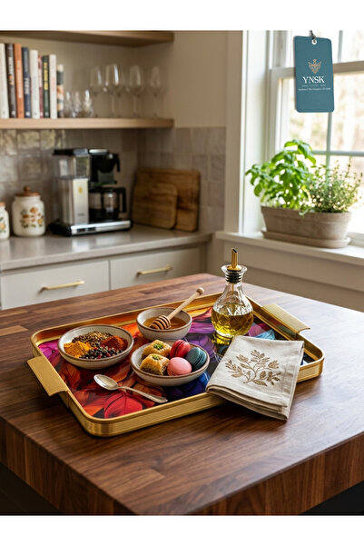 YNSK Luxury |   Nuchet |   Luxury Metal Tray, Decorative Presentation Tray, P...