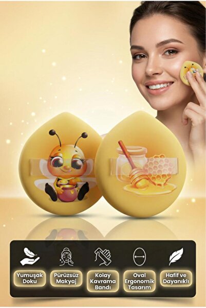 MUJGAN 2’li Damla Şekilli Parmak Bantlı Makyaj Süngeri Fondöten Pudra Pufu