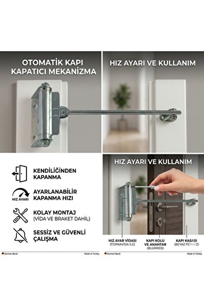 Karahisarlı Ahtapot Beşel Kapı Itme Yayı (YANINDA AHŞAP IÇİN, SUNTA VİDASI GÖ...