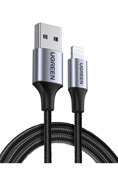 Ugreen Lightning - USB-A Örgülü MFi Sertifikalı İphone Hızlı Şarj Kablosu, 1....