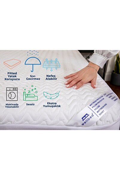 Genel Markalar Kapitone %100 Pamuk ,Fitted Full Kenar Yatak Koruyucu Tek Çift...