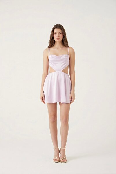 HOLLY LOLLY Rochie Mini Sheri din Satin Roz - Fără spate