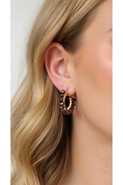 Modex حلق حلزوني من الخرز البني (2 سم)