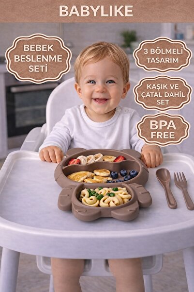 Babylike Baby Feeding Plate with Compartments – Children's Food Plate with Sp...
