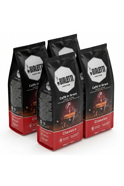 Bialetti 4 قطع كلاسيكو 500 جرام قهوة حبوب