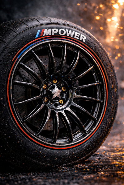 ASTUNİNG Mpower 3D Automobile Wheel Tire Lettering Sticker Emblem Stripe Moto...