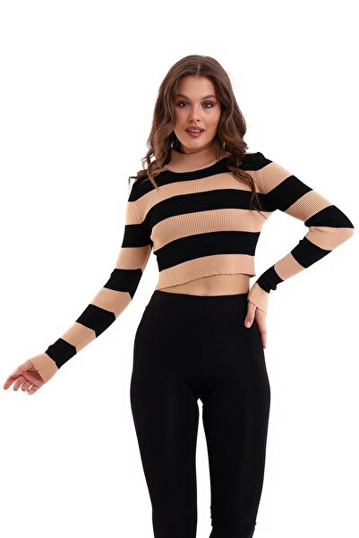 Irmak Kerekli cu dungi Tricotaje crop Pulover Tricotaje Bluză 1101