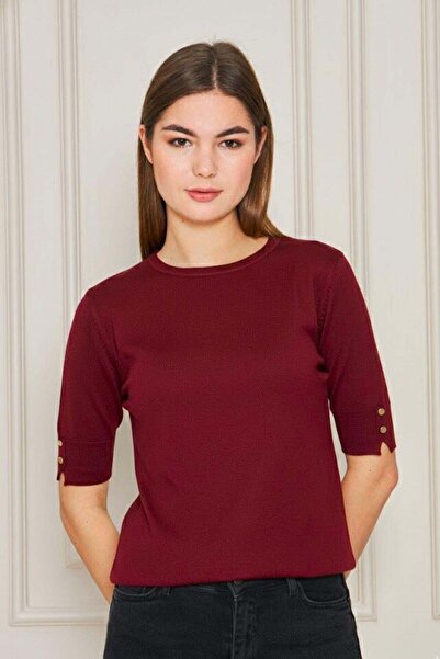 Irmak Kerekli Bluză tricotată cu mânecă scurtă și guler tip crewneck pentru f...