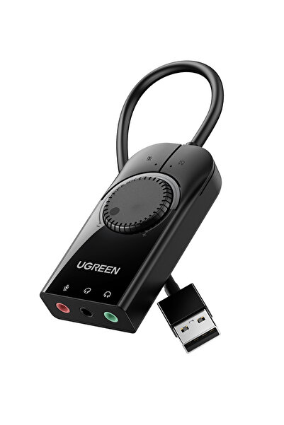 Ugreen CM129 USB звукова карта, 3 x 3.5мм жак, черен