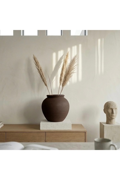 Yalda atelier Handmade büyük Vega Dokulu Dekoratif Vazo | El Yapımı Modern Sa...