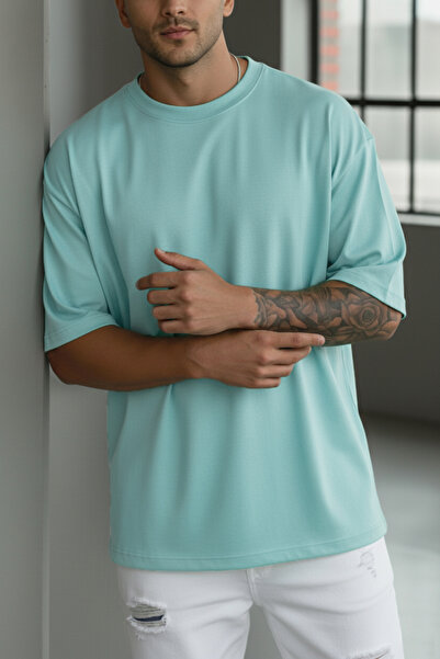 Teenage Millionaire 1 Adet Erkek Mint Basic Düz Baskısız Oversize Salas Loose...