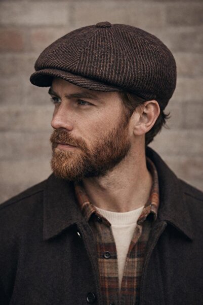 Külah Erkek Peaky Balıksırtı Desenli İngiliz Kasket Şapka