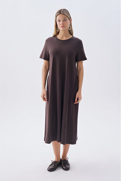 Mudo Oversize Short Sleeve Pocketed Midi Dress