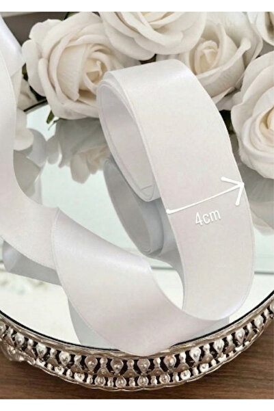 Nazarone Σατέν Κορδέλα 4cm-10mt-λευκή(101)