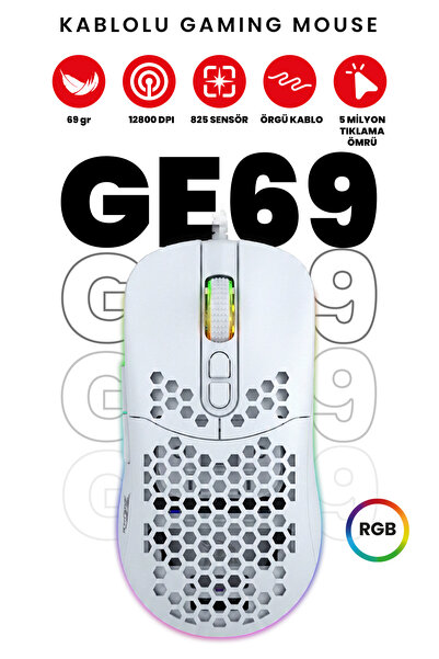 gameagle GE69 RGB Makrolu 12800DPI Kablolu Oyuncu Mouse